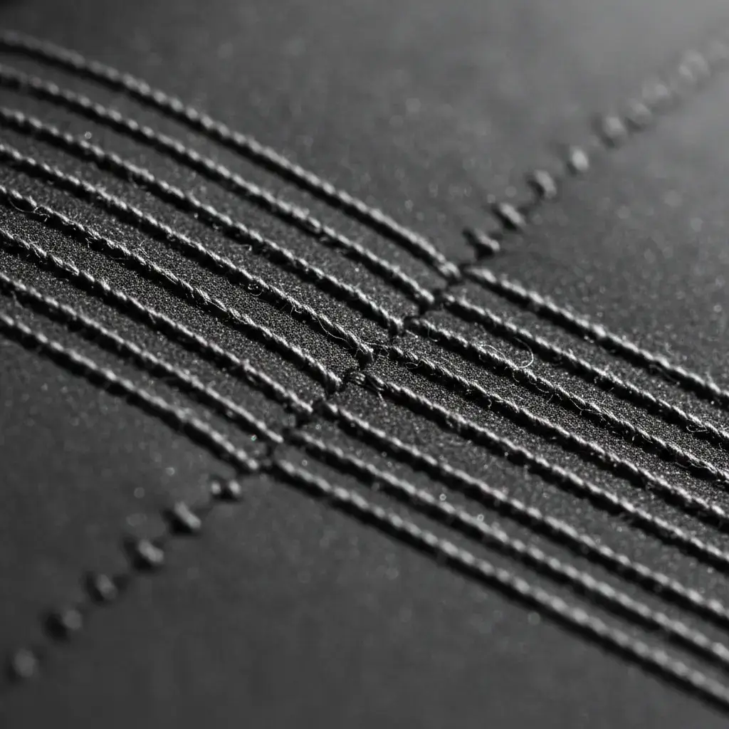 Close up macro shot of fine grey stitching