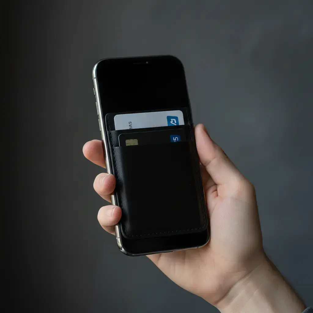 Holding phone with magsafe card holder