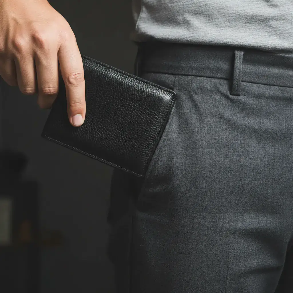 Wallet sliding into pocket